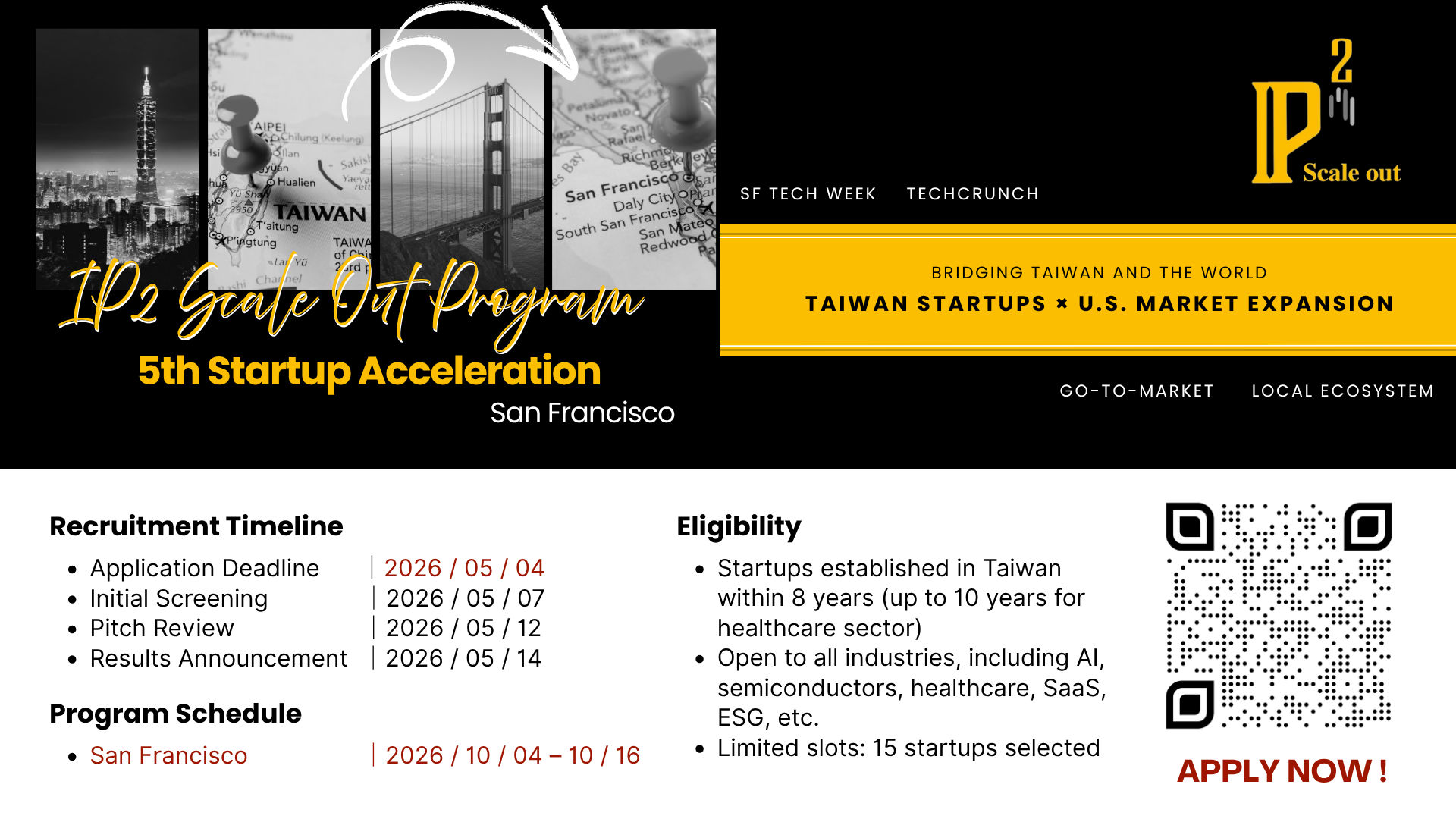 2026 IP2 Scale Out Program West Coast Expansion – San Francisco - Calls for Taiwanese Startups