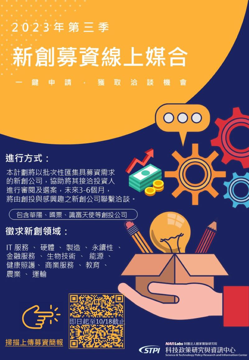 創新創業需求服務平台2023年第三季線上募資...
