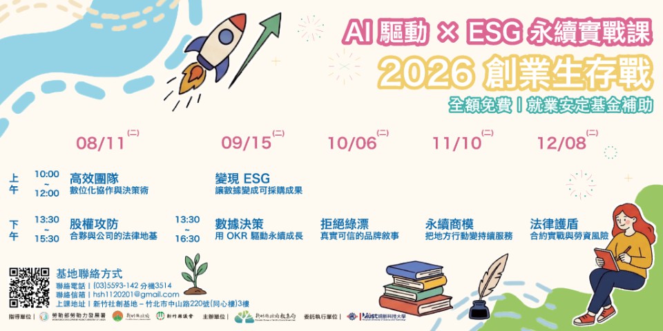 【新竹社創基地】10/6 創業生存戰：拒絕綠...