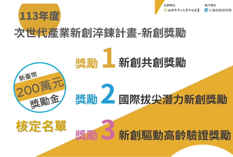 113年度「次世代產業新創淬鍊計畫」新創獎勵核定名單 - 圖片 1